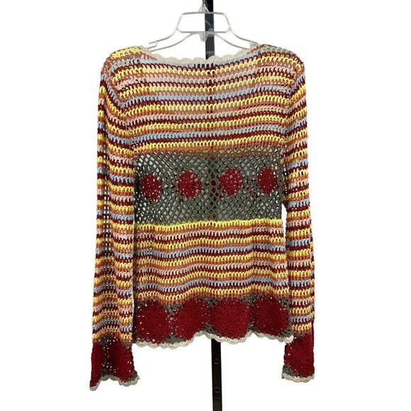 S Oliver crochet top long sleeves round neck 34 chest 23 long - Picture 4 of 4